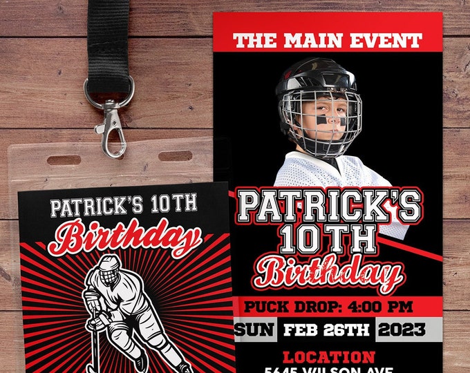 Hockey ticket invitation, Hockey invite, Hockey birthday party, Hockey, Hockey baby shower, Sports party, Wedding invite, digital files only