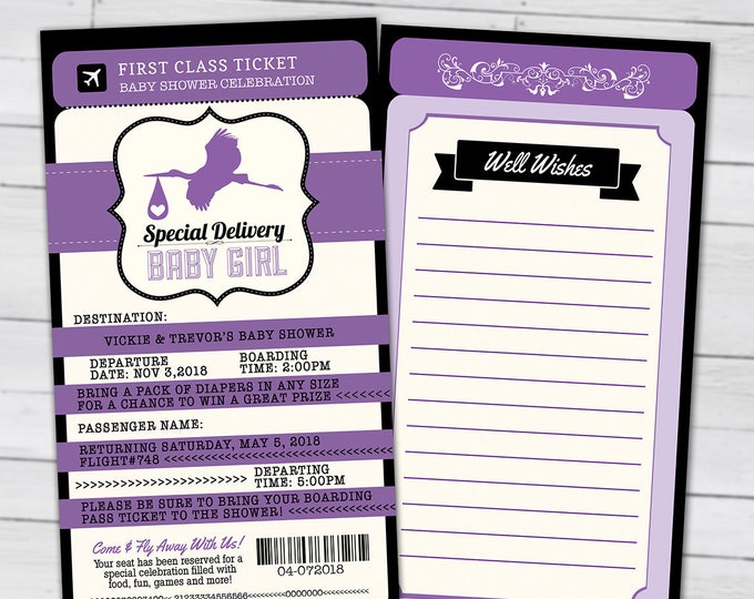 PASSPORT and TICKET baby shower invitation! Coed baby shower invitation- travel baby shower invitation- Digital files Only