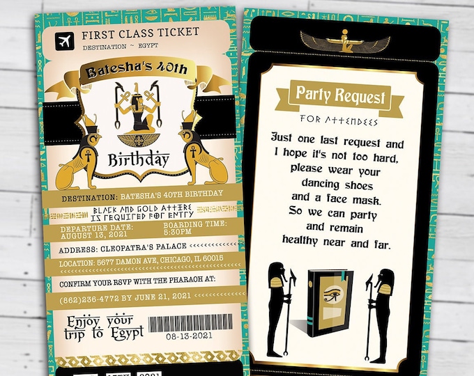 Egypt passport and ticket invitation, baby shower invitation, birthday invitation, Egypt, Egyptian, Egypt theme party, Digital files only