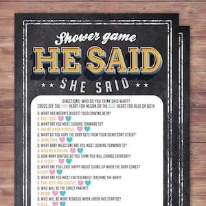 He said she said baby shower game, Baby is brewing, Coed baby shower, baby wishes card- Beer baby shower- couples baby shower