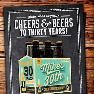 Cheers and Beers invitation, beer, 21st, 30th, 40th, 50th, 60th, 70th, Surprise Birthday Party Invitation, adult birthday, invite, cheers, image 2