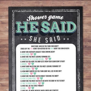 He said she said baby shower game, Baby is brewing, Coed baby shower, baby wishes card- Beer baby shower invitation- couples baby shower