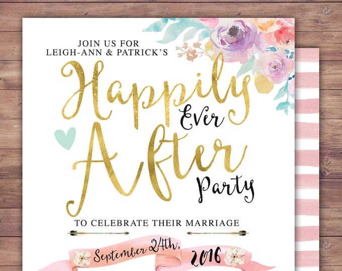 Happily ever after invitation, BOHO wedding shower Invitation, couples shower, arrows, Tribal, wedding, bridal shower invitation