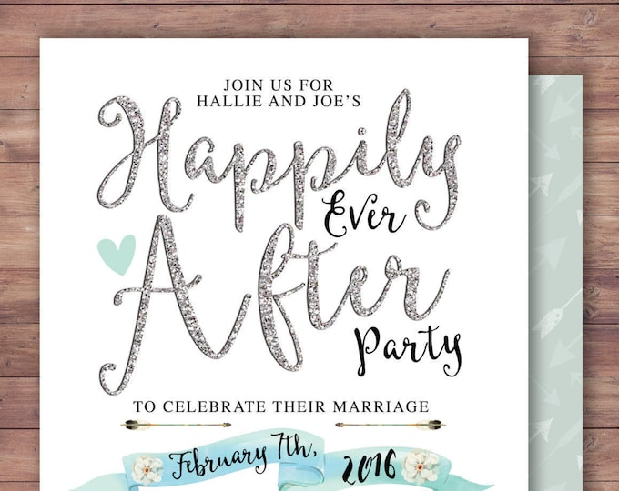 Happily ever after invitation, BOHO wedding shower Invitation, couples shower, arrows, Tribal, wedding, bridal shower invitation