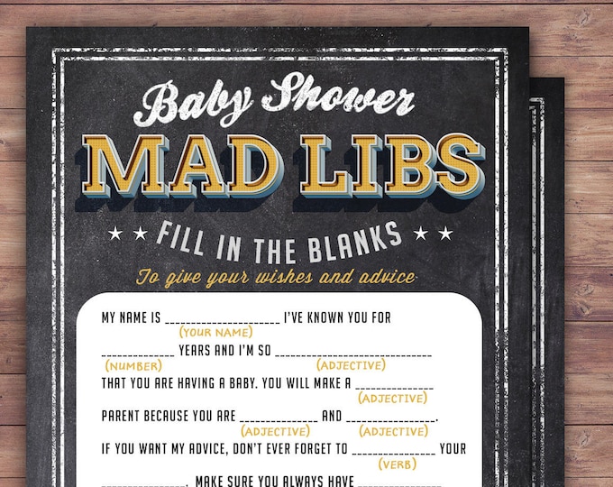 MAD LIBS baby shower game, Baby is brewing, Coed baby shower, baby wishes card- Beer baby shower,couples baby shower