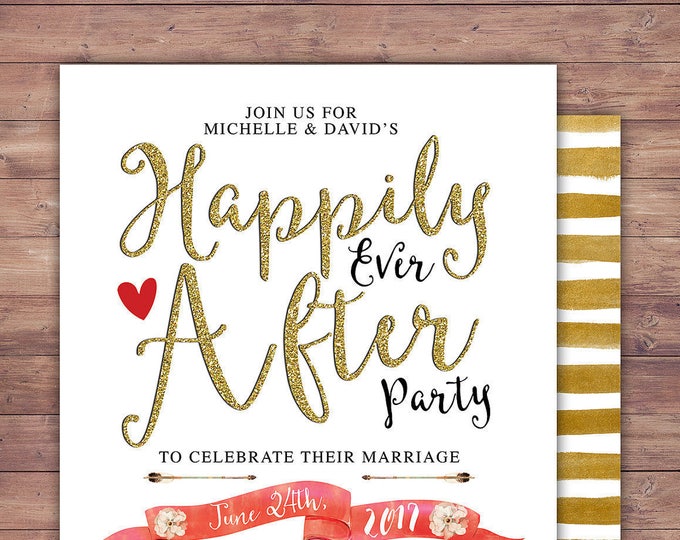 Happily ever after invitation, BOHO wedding shower Invitation, couples shower, arrows, Tribal, wedding, bridal shower invitation