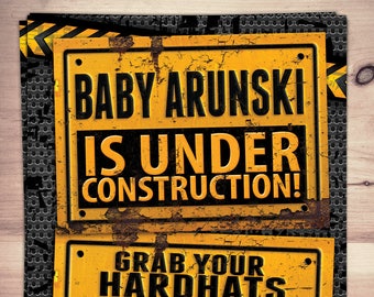 Under Construction Baby Shower Invitation, Dump Truck, Tools (Digital Files)