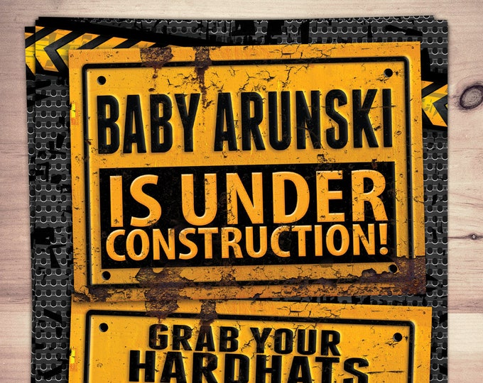 Under Construction Baby Shower invitation, Construction Invitation, Dump Truck, Tools Invitation, construction baby shower