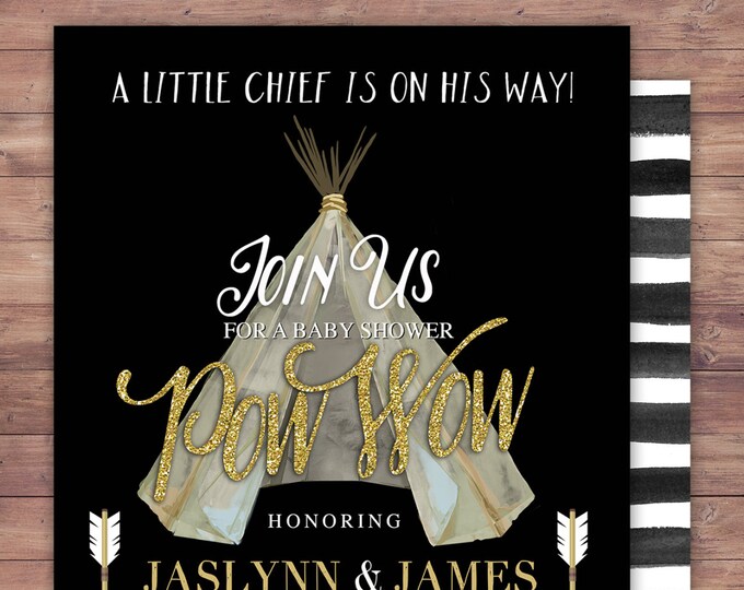 TEEPEE Baby Shower Invitation, Indian Baby shower Invite, aztec baby shower invite,boy, invitation, Aztec, arrow, pow wow, BOHO, Tribal