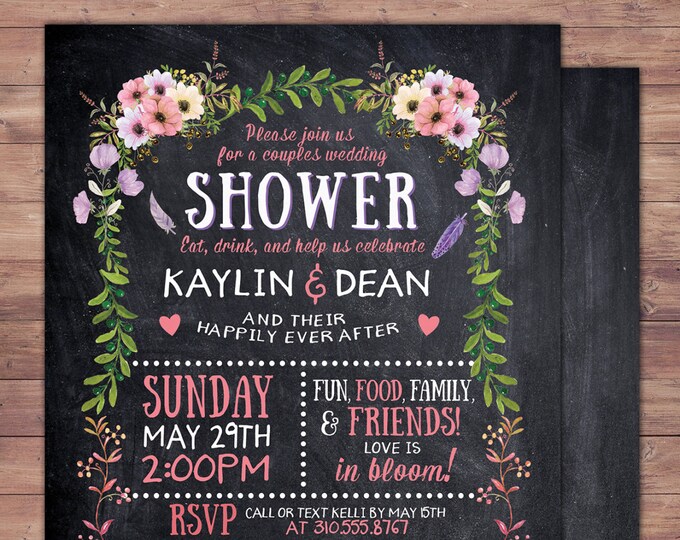 Happily ever after invitation, BOHO wedding shower Invitation, couples shower, arrows, Tribal, wedding, bridal shower invitation, floral