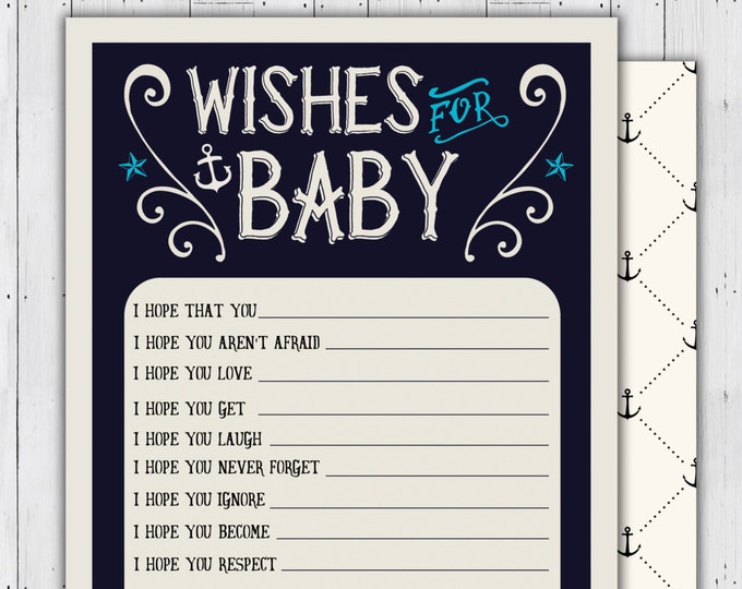 Nautical Baby Shower, baby wishes, well wishes - Ahoy It's A Boy - Coed shower - Baby Shower invitation, couples shower, shower game