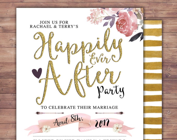 Happily ever after invitation, BOHO wedding shower Invitation, couples shower, arrows, Tribal, wedding, bridal shower invitation