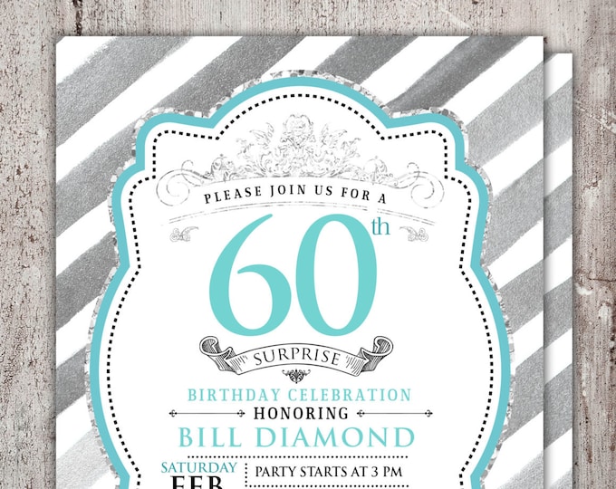 ANY AGE 21st, 30th, 40th, 50th, 60th, 70th, 80th, 90th Surprise Birthday Party Invitation,birthday, invite, glitter, foil, surprise party