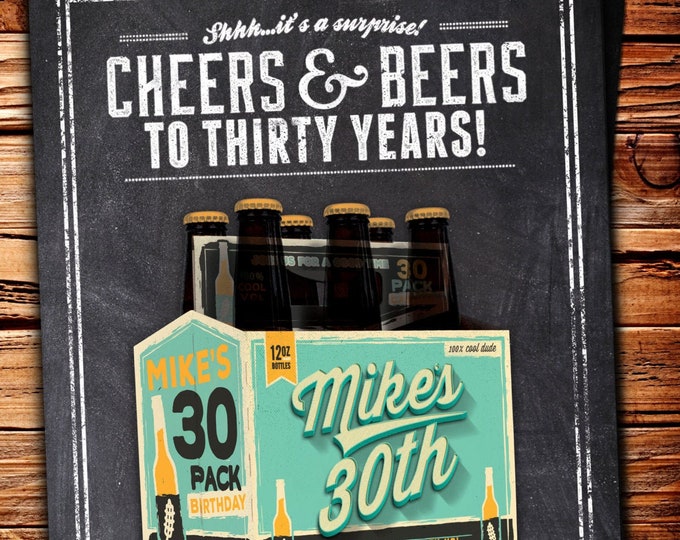 Cheers and Beers Birthday Invitation, Cheers and Beers to 30 Years, 40 Years, 50 Years, Adult Birthday Invite Printable, Cheers