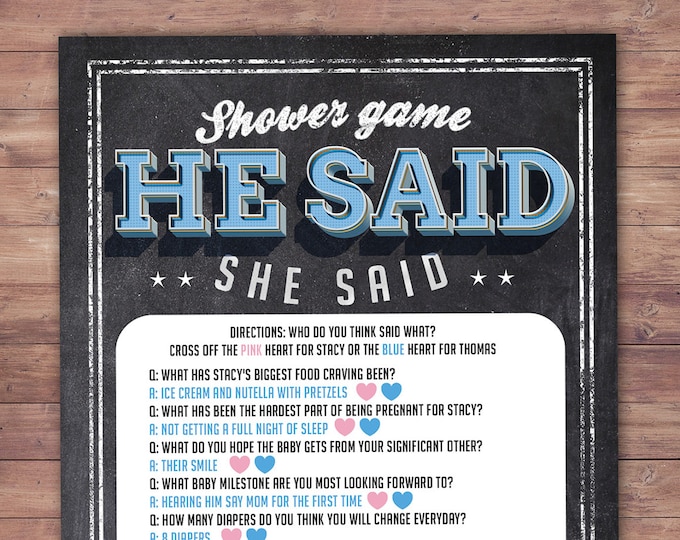 He said she said baby shower game, Baby is brewing, Coed baby shower, baby wishes card- Beer baby shower invitation- couples baby shower