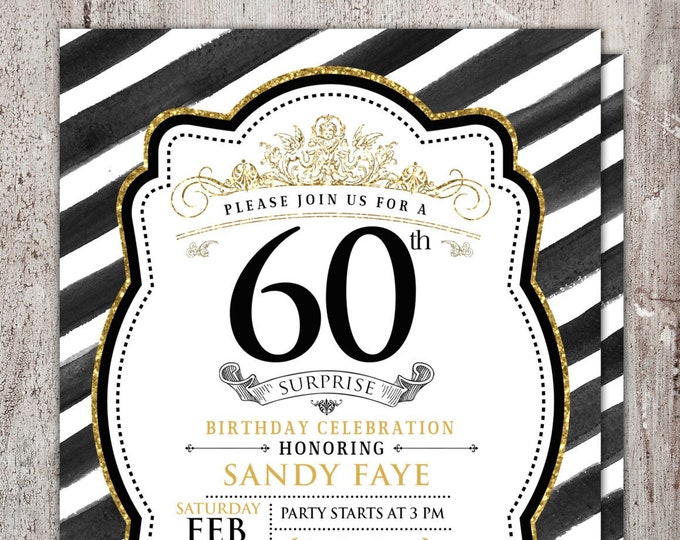 ANY AGE 21st, 30th, 40th, 50th, 60th, 70th, 80th, 90th Surprise Birthday Party Invitation,birthday, invite, glitter, foil, surprise party