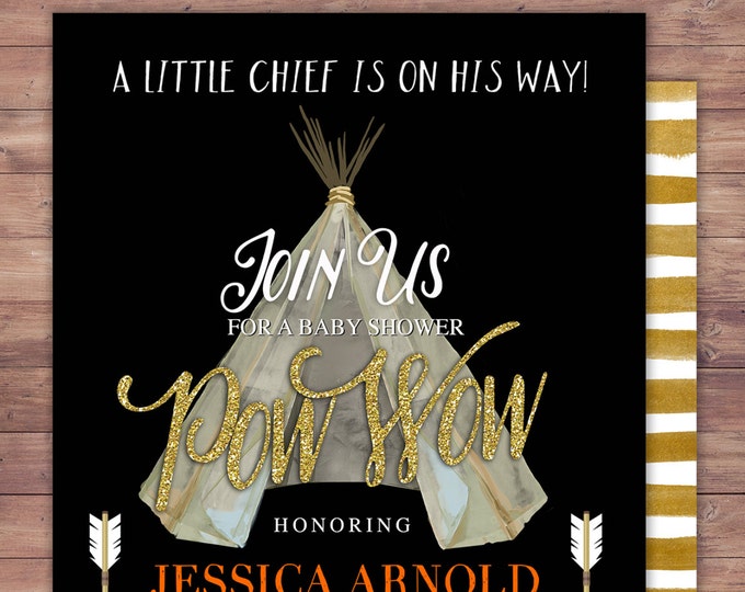 TEEPEE Baby Shower Invitation, Indian Baby shower Invite, aztec baby shower invite,boy, invitation, Aztec, arrow, pow wow, BOHO, Tribal