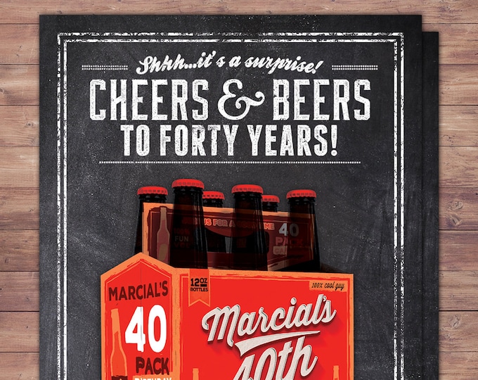 Cheers and Beers birthday invitation, beer invite, 21st, 30th, 40th, 50th, 60th, 70th, Surprise Birthday Party Invitation, milestone