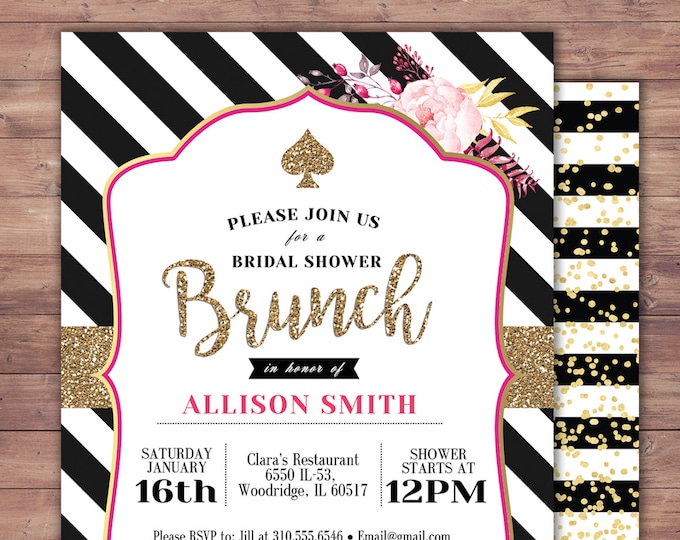 Spade, invitation,  bridal shower invitation, brunch, invite, sweet 16, birthday invitation, wedding, baby shower, couples shower