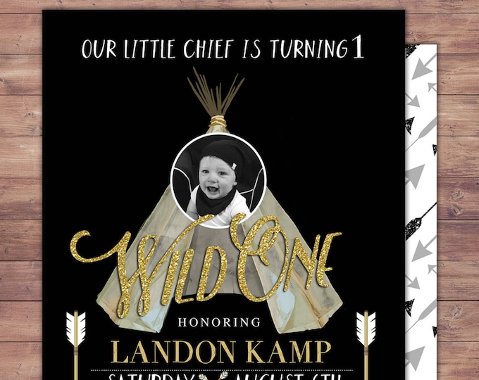 Wild one invite, Teepee Birthday Invitation, Boho invitation, Tribal, first birthday, 1st birthday, Boho birthday party, printable