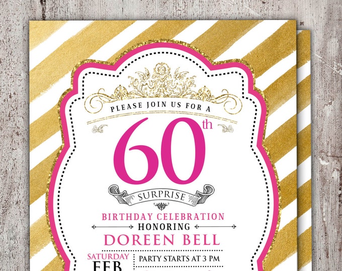 ANY AGE 21st, 30th, 40th, 50th, 60th, 70th, 80th, 90th Surprise Birthday Party Invitation,birthday, invite, glitter, foil, surprise party