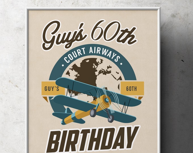 Welcome sign, Party sign, Vintage Airplane, birthday, Vintage, Airplane, Birthday Party, party decor, Time flies, digital file