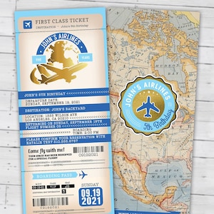 Passport and ticket birthday invitation, travel birthday party invitation, retirement party, going away party, travel, Digital files only