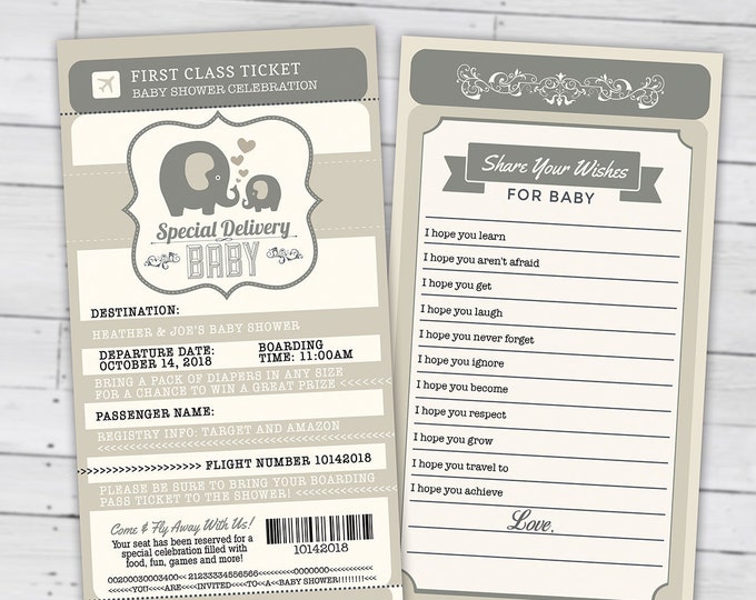 PASSPORT and TICKET baby shower invitation, Coed baby shower invitation- precious cargo baby shower couples baby shower, Digital files only