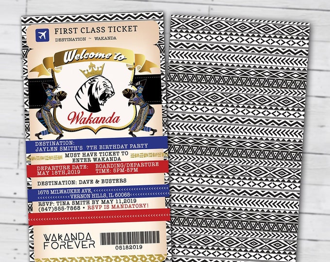 PASSPORT and TICKET Birthday invitation, Wakanda, Africa Passport, African Birthday, African Birthday, Panther, Digital files only
