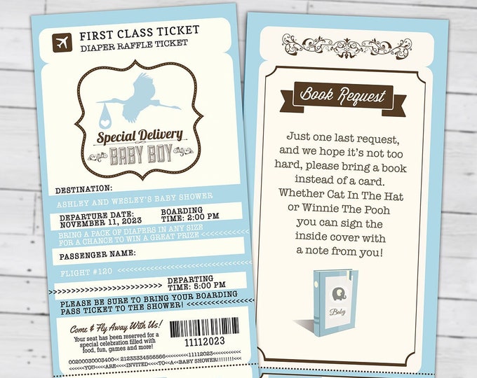 PASSPORT and TICKET baby shower invitation! Coed baby shower invitation- travel baby shower invitation- Digital files Only