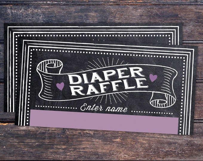 Baby Shower Diaper Raffle Ticket Inserts, Chalkboard- Printable Instant Download, boy shower, girl shower, shower game, party game