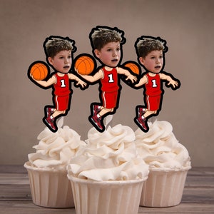 Digital Photo Cupcake Toppers, Basketball Party,Basketball theme, basketball birthday, basketball