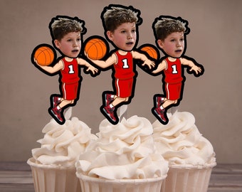 Digital Photo Cupcake Toppers, Basketball Party,Basketball theme, basketball birthday, basketball