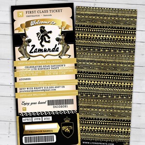 Passport und Ticket Geburtstagseinladung, Coming to America Geburtstagseinladung, Afrika Passport, Zamunda, Hochzeit, nur digitale Dateien