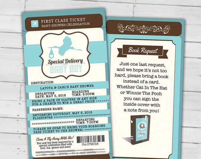 PASSPORT and TICKET baby shower invitation, Coed baby shower invitation- travel baby shower invitation- couples baby shower, Digital files