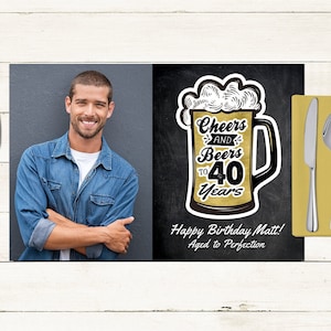 Any Age, Cheers and beers birthday digital placemat design, Party Decor, Party Table Decor, 50th , 40th, 60th, 70th, 80th Digital Files only