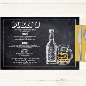 Baby is brewing digital Placemat design, Menu, Baby shower Party Decor, Party Table Decor, BabyQ, Baby shower, rustic, Digital Files only