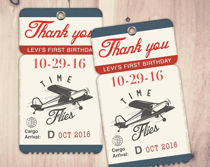 Precious Cargo favor tag,  Baby Shower, vintage airplane, time flies printable, favor tags