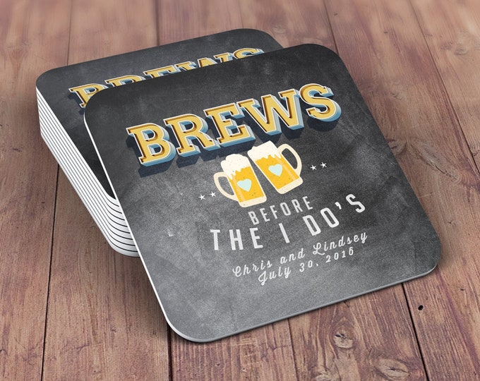 Brews before the I do's coaster , Coed wedding shower,  Beer shower, couples shower, BBQ, bridal shower, wedding, party favor, printable