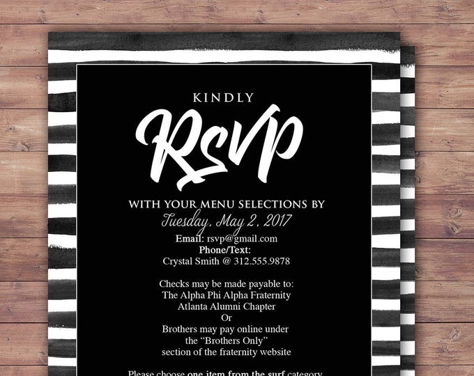 RSVP card, elegant, Black and white party, Prom, Anniversary Party Invite, save the date, wedding invitation, engagement,bridal shower