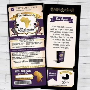 PASSPORT und TICKET Baby-Dusche-Einladung, Wakanda, Afrika Passport, African Birthday, African Birthday, Panther, nur digitale Dateien