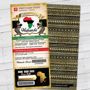 PASSPORT und TICKET Baby-Dusche-Einladung, Wakanda, Afrika Passport, African Birthday, African Birthday, Panther, nur digitale Dateien