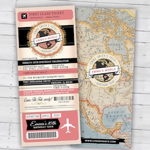 PASSPORT and TICKET birthday invitation, travel birthday party invitation, retirement party, going away party, travel, Digital files only