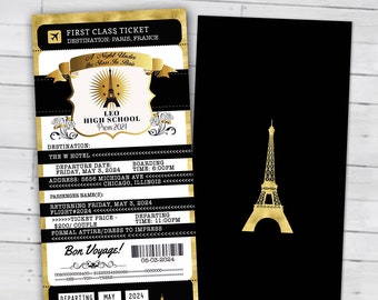 Paris,Prom,PASSPORT and TICKET invitation, Birthday party, bridal shower, travel birthday, invitation, prom, passport, Digital files