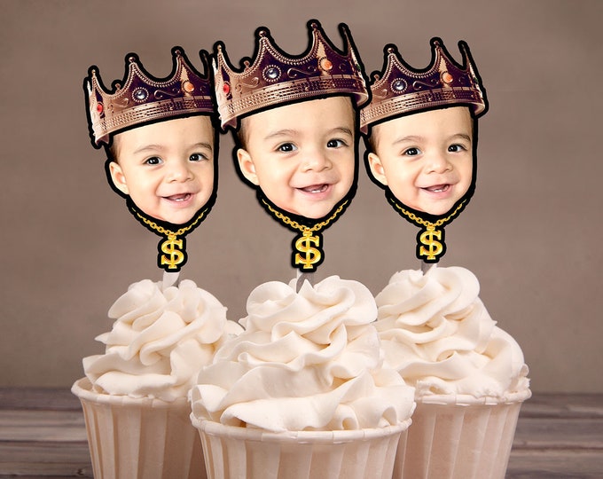 Photo Cupcake Toppers, Hip hop  birthday, Crown topper, boy birthday, Fresh Prince, Hip hop party, 2legit, 90s party, King