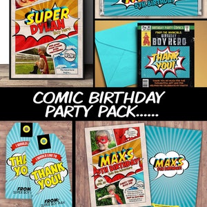 Invitación de superhéroe / Invitación de cumpleaños de superhéroe - Fiesta de cumpleaños de superhéroe DIY imprimible, fiesta de pijamas, cómic, cumpleaños de niño, héroe