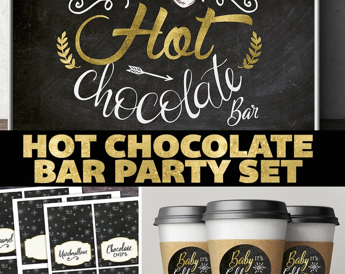 Hot chocolate bar, Baby it's cold outside, Winter baby shower .chalkboard, couple baby shower, snowflake, hot cocoa