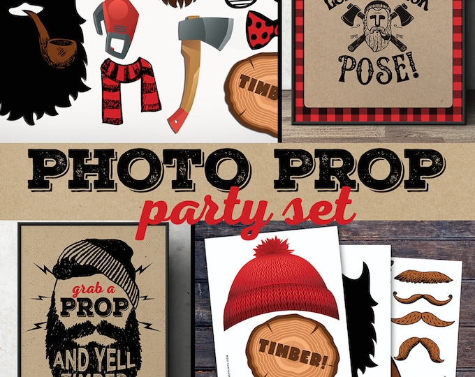 Lumberjack photo props, Lumberjack sign, Woodland party, flannel, woodland shower, woodland birthday, beard prop, Timber