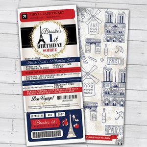 PASSPORT und TICKET, Sweet 16, Quinceanera Einladung Mädchen-Geburtstags-Party, Reise-Geburtstags-Party-Einladung - Paris, nur digitale Dateien