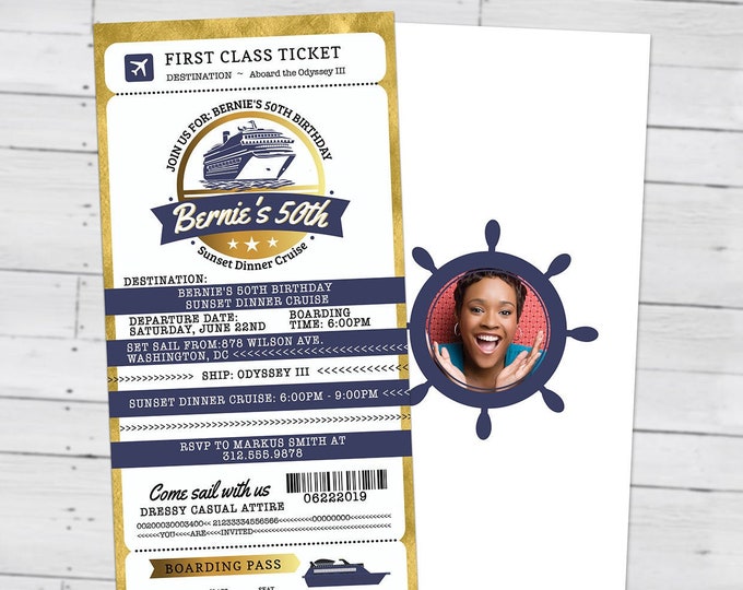 Rock the boat, Cruise dinner party, Birthday invitation , white party, passport, dinner cruise, invite, nautical, Digital files only